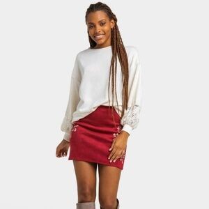 New Francesca's Lace Balloon Top Ivory White Size 2XS